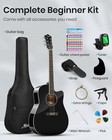 Moukey 41  Acoustic Guitar For Beginners Adult Teen Full Size 41 Inch  Black