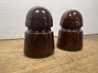 2 Antique Brown Ceramic Telegraph 3    Insulators Estate Sale Collection