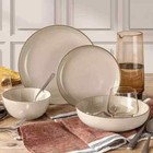 Over   Back Options 16-piece Dinnerware Set - Sage Stoneware  Holiday Table Set