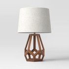 Large Wood Geo Assembled Table Lamp Brown - Threshold