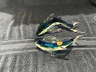 Pair Of Murano Glass Green And Blue Sharks