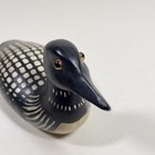 Vtg 10  Hand Carved Wood Common Loon Decoy Figurine Black White Bird Sculpture