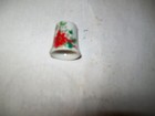 Christmas Poinsettia Ceramic Thimble 1  Tall