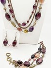 Premier Designs  purple Iris  Necklace  Bracelet   Earrings Set