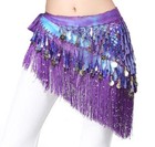 Belly Dance Hip Scarf With Tassels Sequins  Triangle Coins Wrap Skirt Music F   