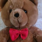Vintage 80s Plush Teddy Bear W  Red Bow Honey Jo Brown Dakin Stuffed Animal 20   