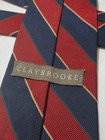Vintage Mens Claybrooke Silk Dress Neck Tie Designer Luxury Red Navy Striped