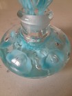 Vtg Hand Blown Art Glass St Clair Blue Flowers Perfume Genie Bottle W stopper