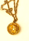 Stunning    Victorian Antique Lady    blowing Bubbles  Sterling Gilt Chain 20     