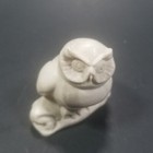White Cream Seated Owl On A Log  Resin 2  Inches Tall Figurine