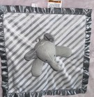 Cloud Island Elephant Gray   White Stripes Lovey Baby Security Blanket Satin