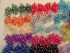 30 Sm Chiffon W Polka Dots Dog Bows Dbl Looped Lightweight Usa Pet Grooming Bows