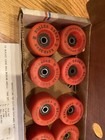 Vintage Roller Derby Skates Wheels Set In Box - 28 Urethane Set Of 8 Red Pink