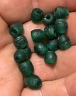  10  Old Huron Indian Venetian Green Glass Trade Beads Fur Trade Era