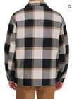 Levis Jacket Coat Mens L Black White Tan Buffalo Plaid Full Zip Button Flap