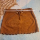 Brown Scallop Hem Mini Skirt With Tie Waist