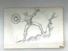 Original Captain America Shield Action Study Drawing Comic Art