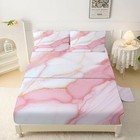 Pink Marble Sheets Set  Twin Size Aesthetic Marbling Bedding For Kids Girls 
