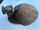 Antique Coal Miners Canvas Hat With Mounted Brass Auto Lite Carbide Helmet Lamp