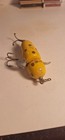 Vintage Pflueger Globe Wooden Fishing Lure - Yellow W dots - 3 Inches