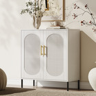 Modern Fluted Sideboard Buffet Cabinet With Storage - Black 2 Doors Credenza