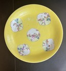 Antiquechinese 18th C Yellow Ground Carved Families Rose Figures Porcelain Plate