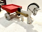 Vintage Handmade Painted Wooden Horse   Cart Moving Parts 6x12