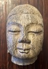 Antique Chinese Qing Dynasty Hand Carved 9x6x5    Solid Stone Buddha Head Statue