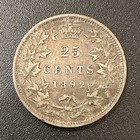1892 Canada 25 Cents Quarter - Queen Victoria Silver Coin