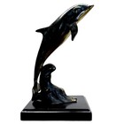 Spi Vintage Dolphin Sculpture Bronze 8    Elegant Sea-themed Decor