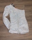 Gorgeous White Sequin One-shoulder Romper  Fashion Nova   Size Xl