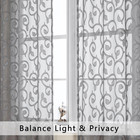 Grey Sheer Curtains 84 Inch Long 2 Panels Light Filtering Voile Window Drapes