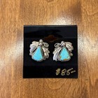 Vintage Native American Turquoise Earrings Sterling Silver Navajo Old Pawn