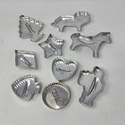 Set Of 9 Vintage Cookie Cutters W  Handles Old Holiday Card Deck Aluminum Metal