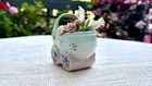 Vintage Ceramic Baby Buggy Planter Trinket Dish Nursery Decor Floral 3 5in