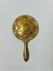 Vintage 70s Vanity Set Gold Plated Hand Mirror Comb Brush Boudoir Art Deco