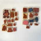 25 Rubber Stamps wood Mounted bears hearts htf mixed Themes mixed Brands