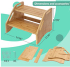 Wooden Step Stool  Two Step Stools  300 Lb  Load Capacity   natural 