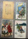 Lot Of 4 - Vintage Raphael Tuck   Sons Postcard 1909 Posted Merry Christmas