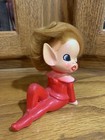 Vintage Pixie Elf Ceramic Figurine Imp Girl Gnome Blonde Hair 1950s Mcm