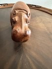Vintage Hand Carved Solid Wood Hippopotamus Decor Sculpture Figure House Hippo