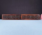 Pair Of Antique Neo Gothic Carved Drawer Panels trim In Solid Oak Wood