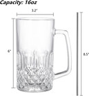 6 Pack 16 Oz Glass Beer Mug  Large Beer Glasses Steins With Handle And Stainless