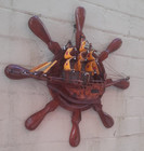 Vnt  Fishing  Wooden Steering Ship Wheel  Wall Boat D  cor Surface Paradice Qld