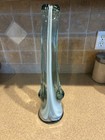 Vintage Hand Blown Tall Blue teal Vase W  White purple teal blue Swirls