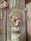Antique Lace   Silk Ribbon Bed Cap  Blush Pink   Ivory 22   