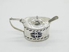 Edwardian Sterling Silver Floral Pierced Mustard Pot Antique 1907 Birmingham