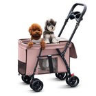 Pet Stroller Cat Dog Stroller Travel Folding Pet Carriers   pink   