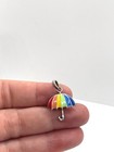 Rare Vintage Enamel Silver Multicoloured Rainbow Umbrella Pendant