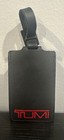 Tumi Luggage Tag Black Leather With Red Logo Adjustable Strap